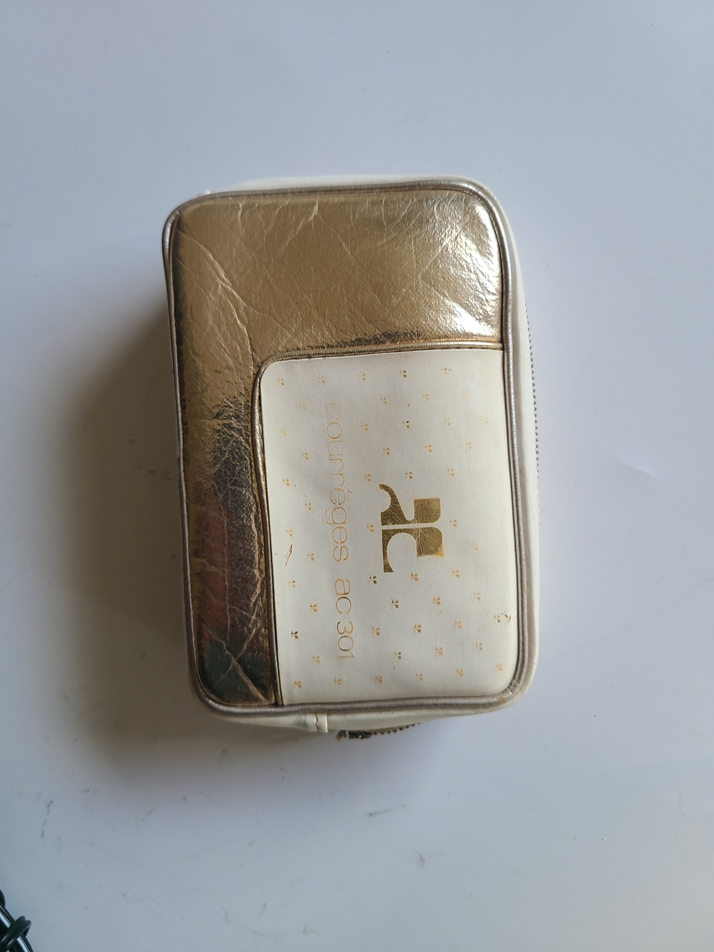 Gold and Cream Cosmetic Pouch Small Camera Bag